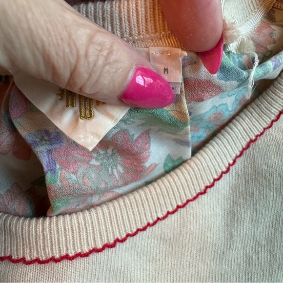 Anthropologie Cream and flower pattern sweater.  NWOT.  Size M. - Picture 6 of 7